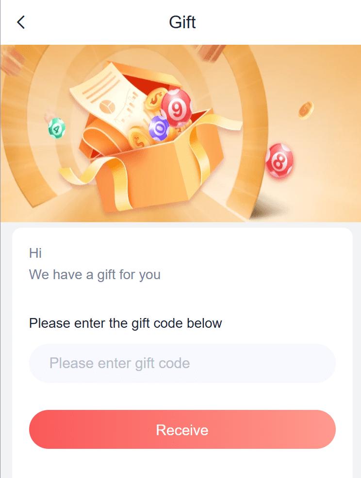 91 club gift code Redeeming page